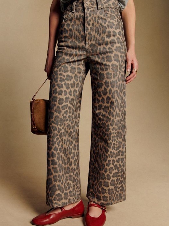 Sezane Denim - Sezane Leopard-Print crop Jeans